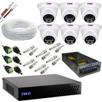 Kit cftv 6 cameras dome 2mp 20m imagens noturnas coloridas dvr 8 canais com ft 10a sem hd Kit cftv 6 cameras dome 2mp 20m imagens noturnas coloridas dvr 8 canais com ft 10a sem hd