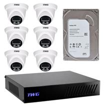 Kit cftv 6 cameras dome 2mp 20m star plus dvr 8 canais hd sem cabeamento