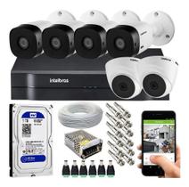 Kit Cftv 6 Câmeras Hdcvi 1mp Dvr Intelbras E Mhdx 8ch C/ Hd 1tb