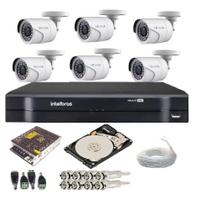 KIT CFTV 6 CÂMERAS HILOOK 1 MP HD 720P + DVR INTELBRAS MHDX 8 CANAIS + HD 500Gb - ALTA DEFINIÇÃO