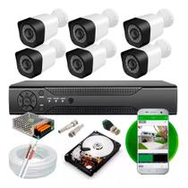Kit Cftv 6 Câmeras Segurança 1mp 720p 20m Dvr Full Hd 8 Ch - Monitore Via App