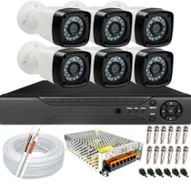 Kit Cftv 6 Câmeras Segurança 2mp 20m Dvr Full Hd 8 Ch