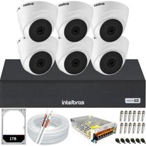 Kit Cftv 6 Câmeras Segurança Dome 1220 Full hd Audio Microfone Dvr Mhdx 1108c Intelbras HD 1Tb