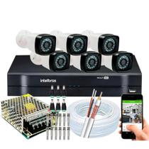 Kit Cftv 6 Cameras Segurança Full Hd 1080p 2mp Dvr Intelbras mhdx Full Hd S/ HD