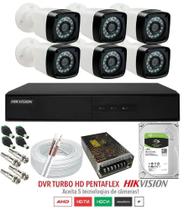 Kit Cftv 6 Cameras Segurança Hd Dvr Hikvision 7208hghi 8ch c/hd 1tb Kit Cftv 6 Cameras Segurança Hd Dvr Hikvision 7208hghi 8ch c/hd 1tb