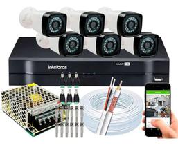 Kit Cftv 6 Cameras Segurança Hd Dvr Intelbras 1108 S/ HD.