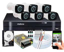 Kit Cftv 6 Cameras Segurança Hd Dvr Intelbras 8ch