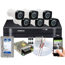 Kit Cftv 6 Câmeras Segurança Hd Dvr Intelbras MHDX C/ HD 500GB