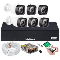 Kit Cftv 6 Cameras Segurança Hd Dvr Intelbras mhdx Full Hd S/ HD