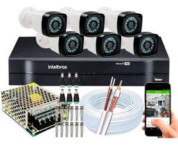 Kit Cftv 6 Cameras Segurança Hd Dvr Intelbras MHDX S/ H