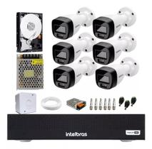 Kit Cftv 6 Câmeras Segurança Intelbras 1120B Full Color Colorida Noite e Dia Dvr 8 Canais 1108-c