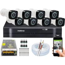 Kit Cftv 8 Camera de Segurança Infravermelho Full Hd Dvr Intelbras mhdx full hd S/ HD