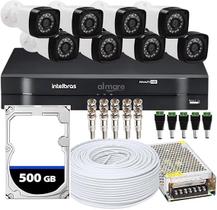 Kit Cftv 8 Camera Segurança 1080p Full Hd Dvr Intelbras 8ch