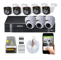 Kit cftv 8 cameras de segurança infravermelho hd + dvr 8ch Intelbras full hd