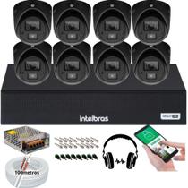 Kit Cftv 8 Cameras de Segurança Intelbras vhd 3220 C/ Audio Microfone Full Hd Dvr Mhdx 8ch