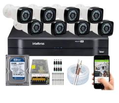 Kit Cftv 8 Cameras Full Hd 1080p 2mp Segurança Dvr Mhdx Intelbras C/HD