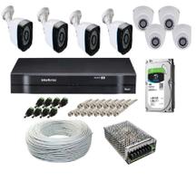 Kit CFTV 8 Câmeras Full Hd 2mp Infra 20 metros DVR Intelbras MHDX FULL HD C/HD 1TB + Acessórios