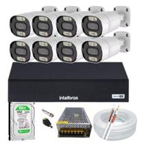 Kit Cftv 8 Cameras Segurança 1080p Full Hd Imagem Colorida a Noite + Dvr Intelbras 8ch 1008c 500gb