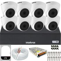 Kit Cftv 8 Câmeras Segurança Dome 1220 Full hd Audio Microfone Dvr Mhdx 1108c Intelbras HD 1TB