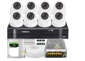 Kit Cftv 8 Câmeras Segurança Dome Ir Dvr Mhdx 1108 Intelbras C/Hd 1TB