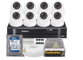 Kit Cftv 8 Câmeras Segurança Dome Ir Dvr Mhdx 1108 Intelbras C/Hd 250gb