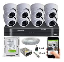 Kit Cftv 8 Câmeras Segurança Dome Ir Dvr Mhdx Full Hd Intelbras