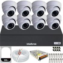 Kit Cftv 8 Câmeras Segurança Dome Ir Dvr Mhdx Intelbras 8 Canais
