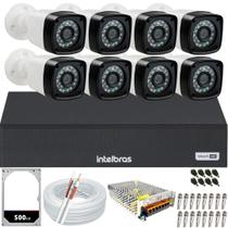 Kit Cftv 8 Câmeras Segurança Full Hd Dvr Mhdx Intelbras 8 canais HD 500GB