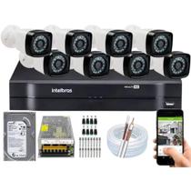 Kit Cftv 8 Cameras Segurança Hd Dvr Mhdx Intelbras C/ HD