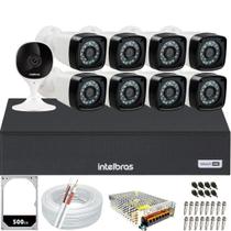 Kit Cftv 9 Câmeras Segurança Full Hd Dvr Intelbras 1108c 500GB Full hd com Audio