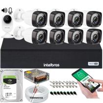 Kit Cftv 9 Cameras Segurança Hd Dvr Intelbras 1008c 1tb Full hd c/ Audio