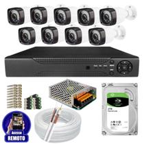 Kit Cftv 9 Câmeras Segurança Infravermelho 20 Metros Dvr Multi Hd 16ch Acesso Remoto C/HD 2TB