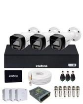 Kit CFTV Com 3 Câmeras Intelbras 1220b Full Color DVR intelbras 1104-c Com SSD 512gb
