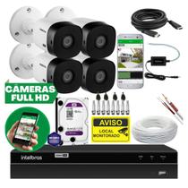 Kit CFTV Completo 4 Câmeras Full HD 20m IR, DVR MHDX 1204 e HD 1TB Purple Kit CFTV Completo 4 Câmeras Full HD 20m IR, DVR MHDX 1204 e HD 1TB Purple