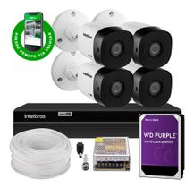 Kit CFTV Completo 4 Cameras Full HD, DVR MHDX 1208 e HD 1TB Purple Intelbras
