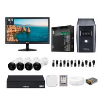 Kit Cftv Completo Intelbras 4 Cam Dvr 4 Canais Monitor 19