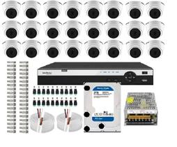 Kit Cftv Dvr 32 Canais Intelbras 1232mhdx 24 Câmeras Dome Hd 720p