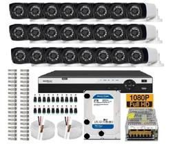 Kit Cftv Dvr 32 Canais Intelbras 3132mhdx 24 Câmeras Bellet Full Hd 1080p