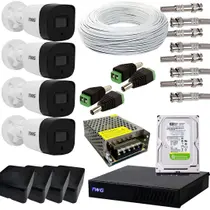 Kit cftv dvr 4 canais + 4 câmeras + 100mt cabo full hd twg