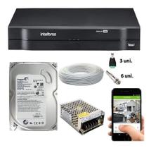 Kit Cftv Dvr 4ch Intelbras Mhdx Cabo E Conectores Hd 500gb