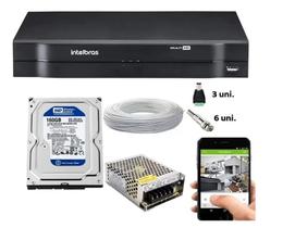 Kit Cftv Dvr Intelbras 4ch Mhdx Cabo E Conectores c/Hd