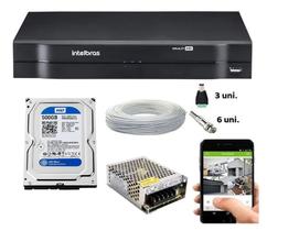 Kit Cftv Dvr Intelbras Mhdx Cabo E Conectores C/Hd 500gb