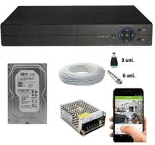 Kit Cftv Dvr MultiHD Full HD Cabo E Conectores Hd 160gb