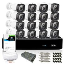 Kit CFTV Giga com 16 Câmeras Bullet 720p HVR 16 Ch Open HD - Giga Security