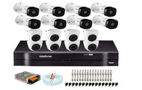 Kit cftv intelbras 16ch + 16 cameras + acessorios