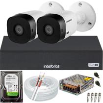 Kit Cftv Intelbras 2 Câmeras Segurança Full Hd 1220b 2mp 1080p Dvr 4 Canais