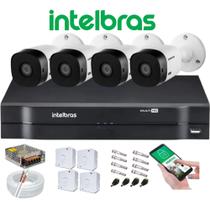 Kit Cftv Intelbras 4 Cameras Segurança Vhl 1120b dvr 4ch full hd ip+4 Caixa Protetora de Conector