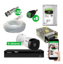 Kit Cftv Intelbras 6 Cam VhL1120b Multi Hd 720p Dvr Mhdx Full Hd 1tb