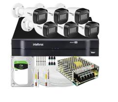 Kit Cftv Intelbras 6 Câmeras 1120b Dvr Mhdx Multi Hd 1TB 100 metros cabo