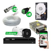 Kit Cftv Intelbras 6 Câmeras Vhc 1120b Hd 720p Dvr Mhdx1108